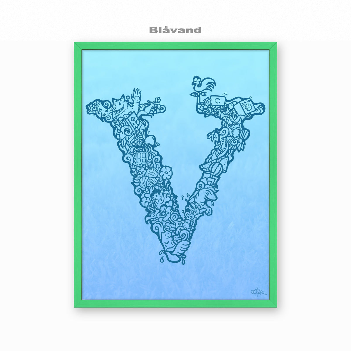 V, Danish Edition by Alpe, Blåvand, in a Mint frame