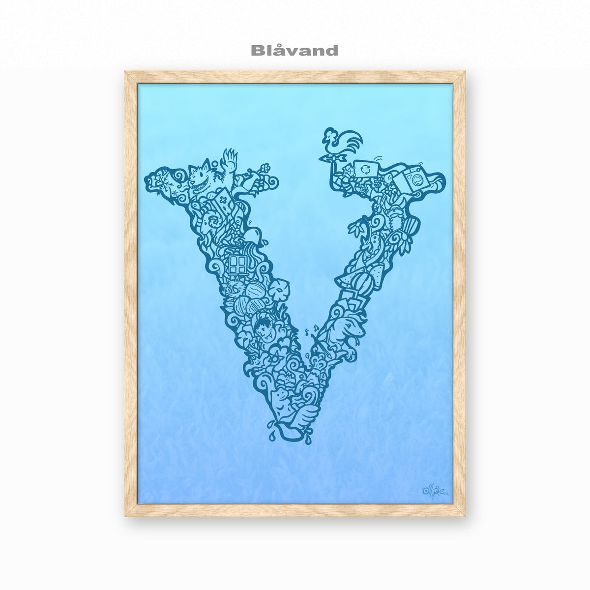V, Danish Edition by Alpe, Blåvand, in an Oak frame