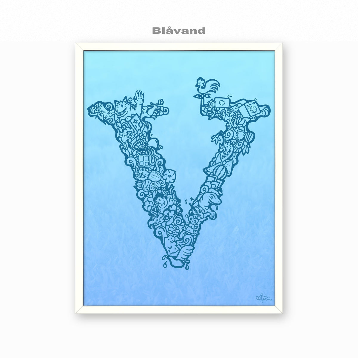 V, Danish Edition by Alpe, Blåvand, in a White frame