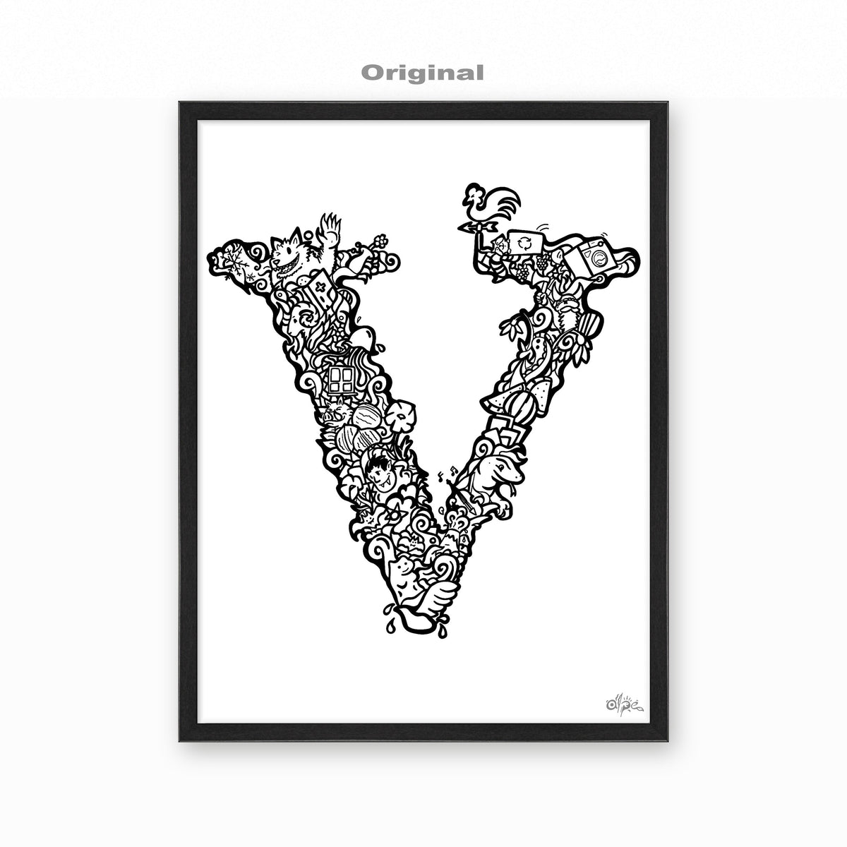 V, Danish Edition by Alpe, Original, in a Black frame