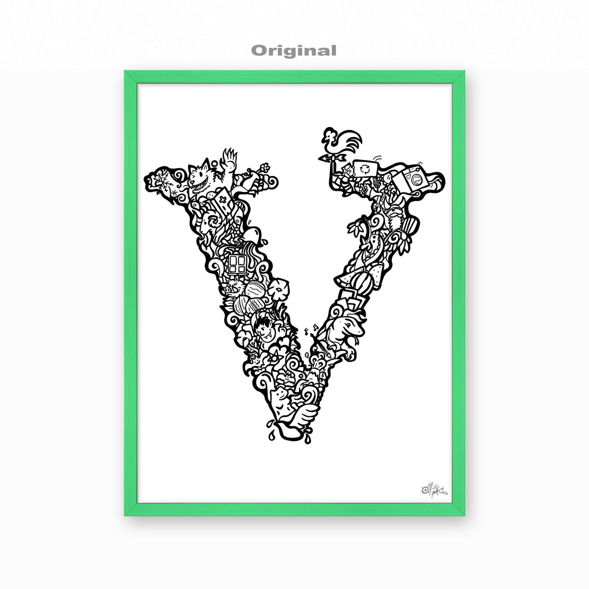 V, Danish Edition by Alpe, Original, in a Mint frame