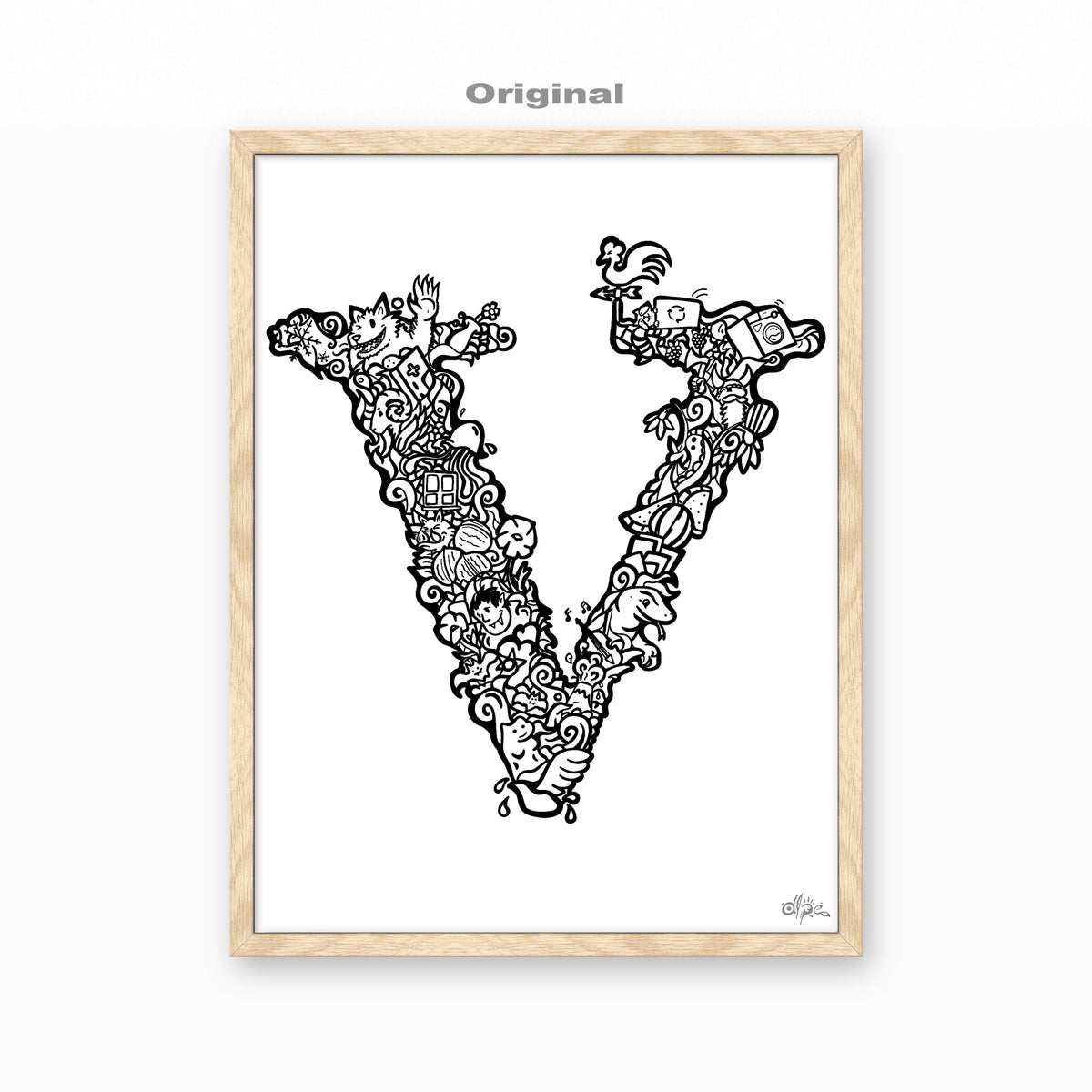 V, Danish Edition by Alpe, Original, in an Oak frame