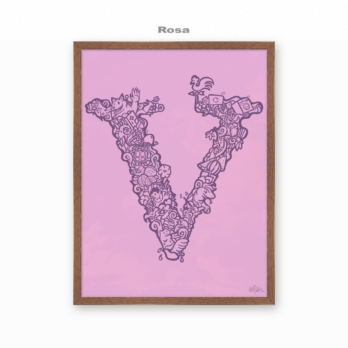 V, Danish Edition by Alpe, Rosa, in a Dark Oak frame