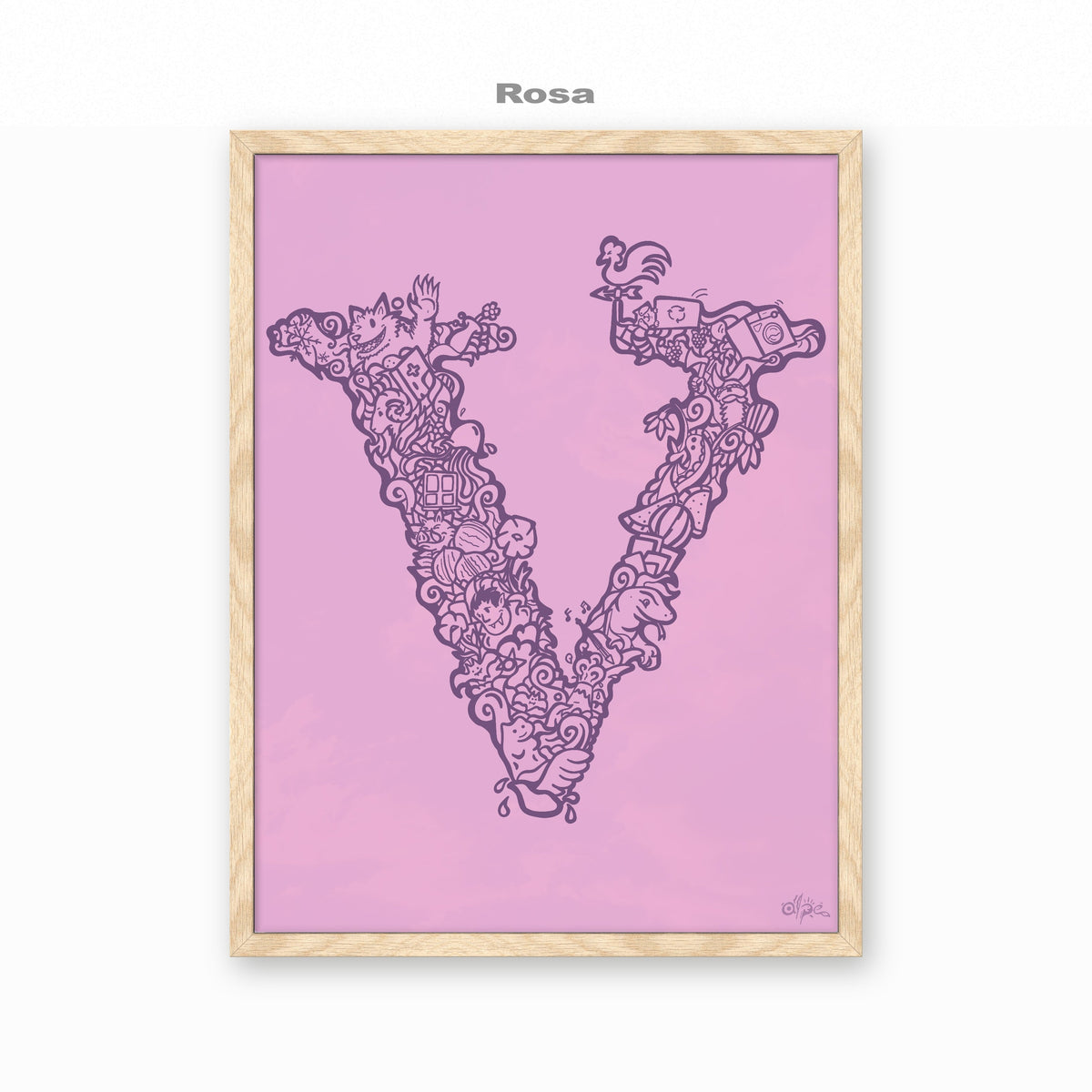 V, Danish Edition by Alpe, Rosa, in an Oak frame