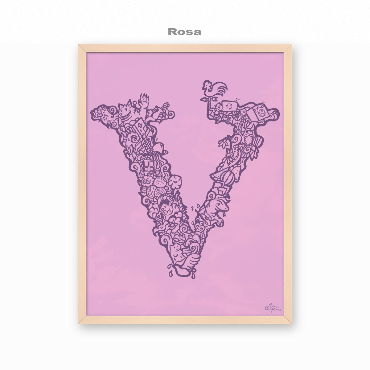 V, Danish Edition by Alpe, Rosa, in a Rose frame