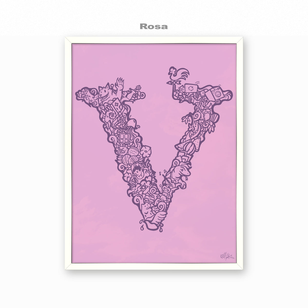 V, Danish Edition by Alpe, Rosa, in a White frame