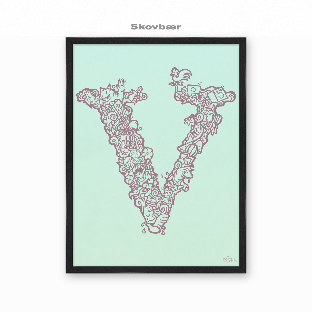 V, Danish Edition by Alpe, Skovbær, in a Black frame