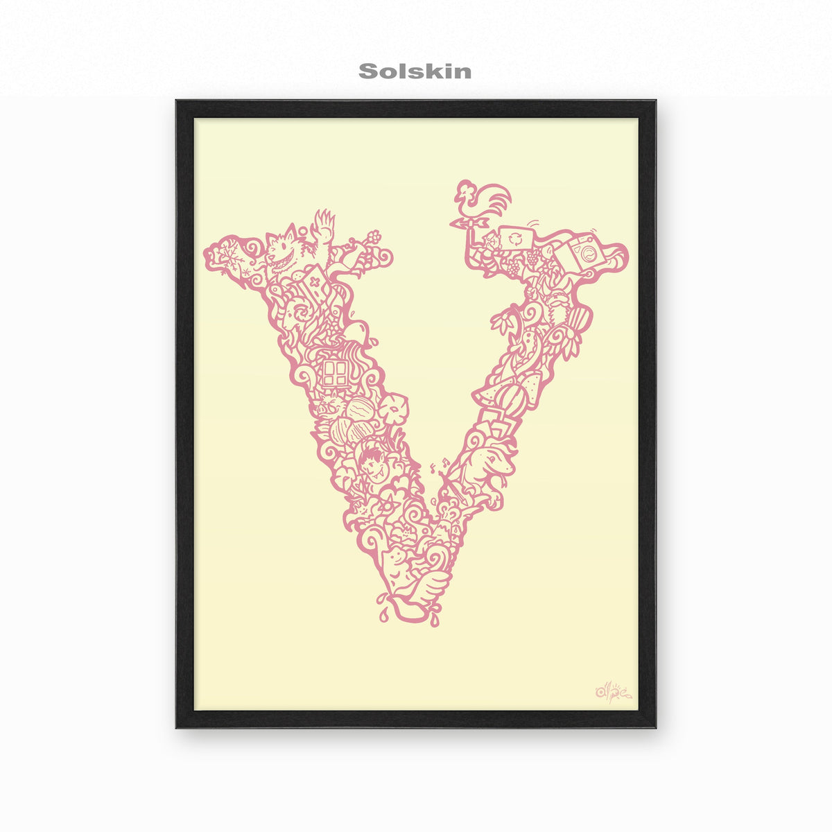V, Danish Edition by Alpe, Solskin, in a Black frame