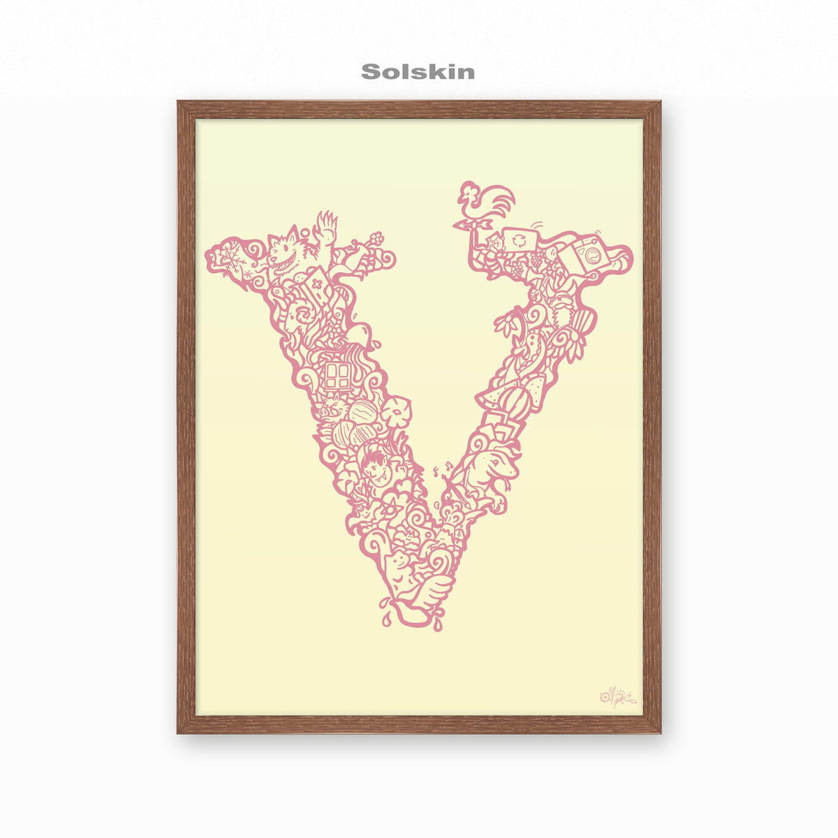 V, Danish Edition by Alpe, Solskin, in a Dark Oak frame
