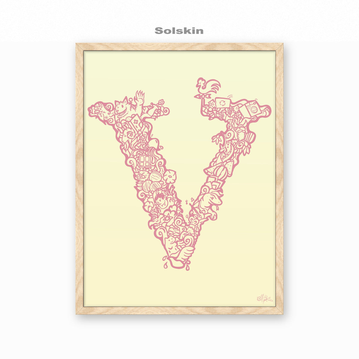 V, Danish Edition by Alpe, Solskin, in an Oak frame