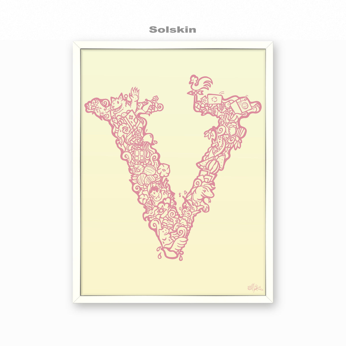 V, Danish Edition by Alpe, Solskin, in a White frame
