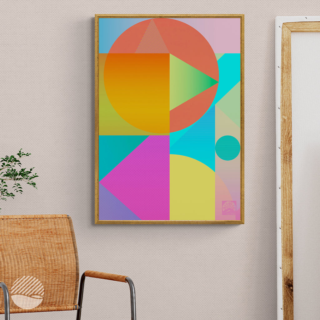 Working space mockup of Building Colours in Sunrise art print by SOAL Studio on NOKUKO.com 
