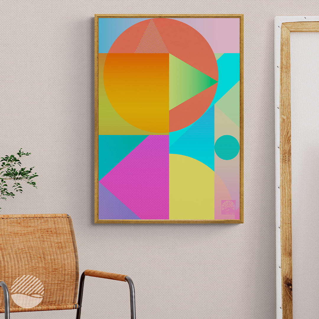 Working space mockup of Building Colours in Sunrise art print by SOAL Studio on NOKUKO.com 