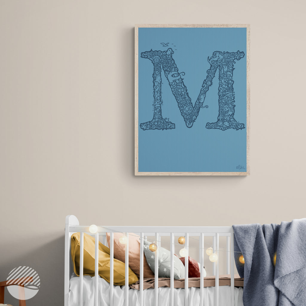 M - Danish Edition by Alpe displayed in a children's room setting