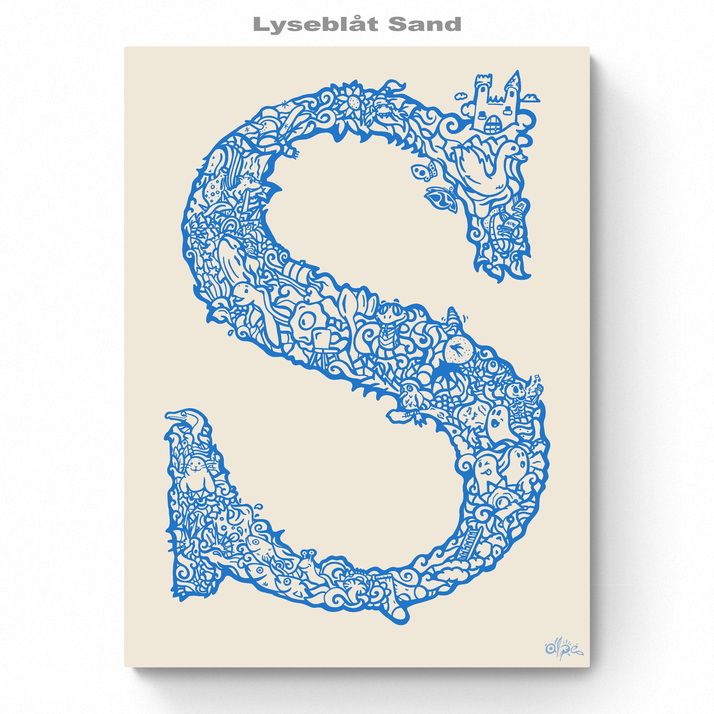 S i Dansk udgave af Alpe  - Lyseblåt Sand