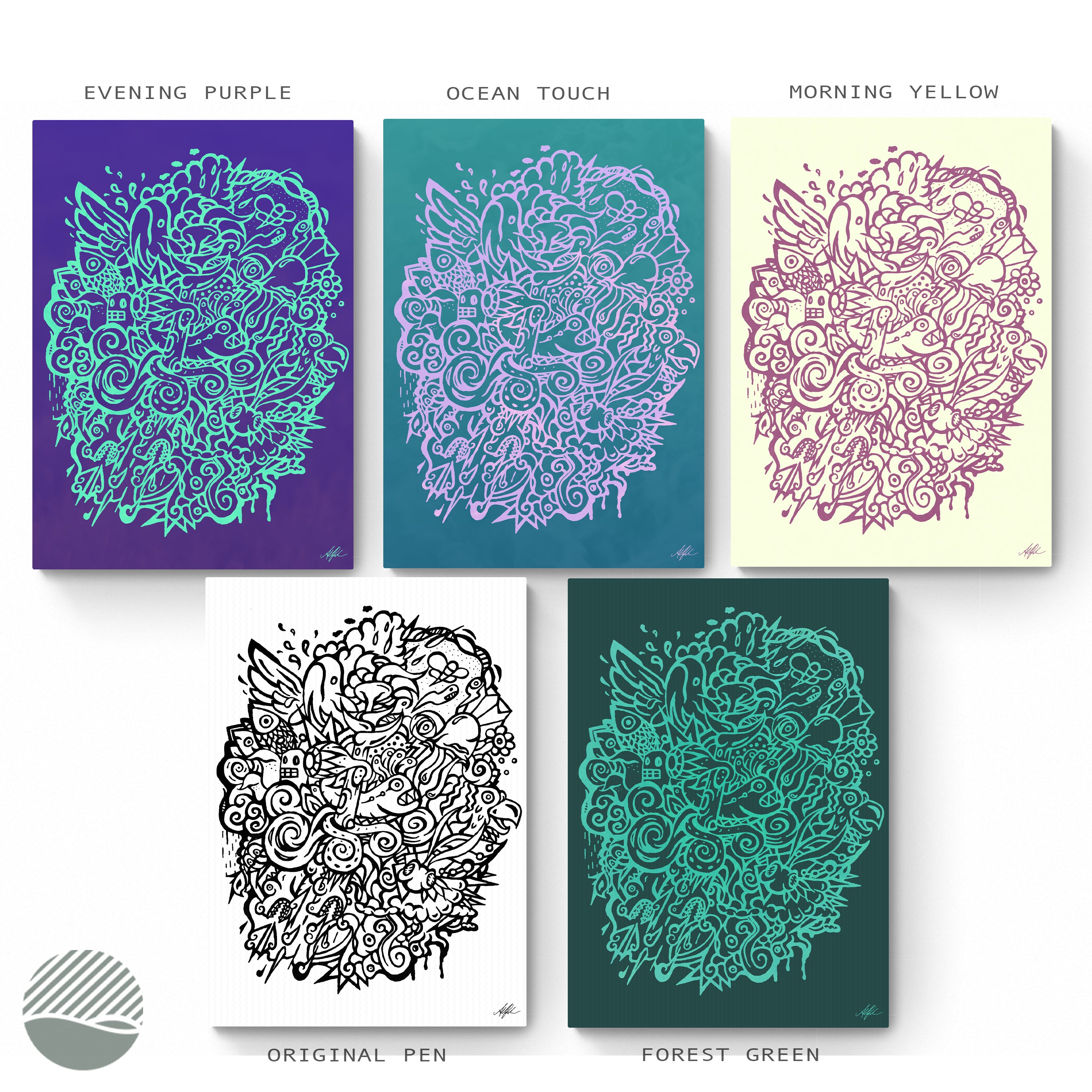 Imaginary Ocean by Alan Pedersen - all five editions side by side