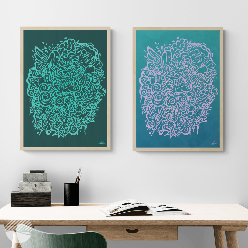 Imaginary Ocean by Alan Pedersen (Alantherock) displayed in a workspace setting
