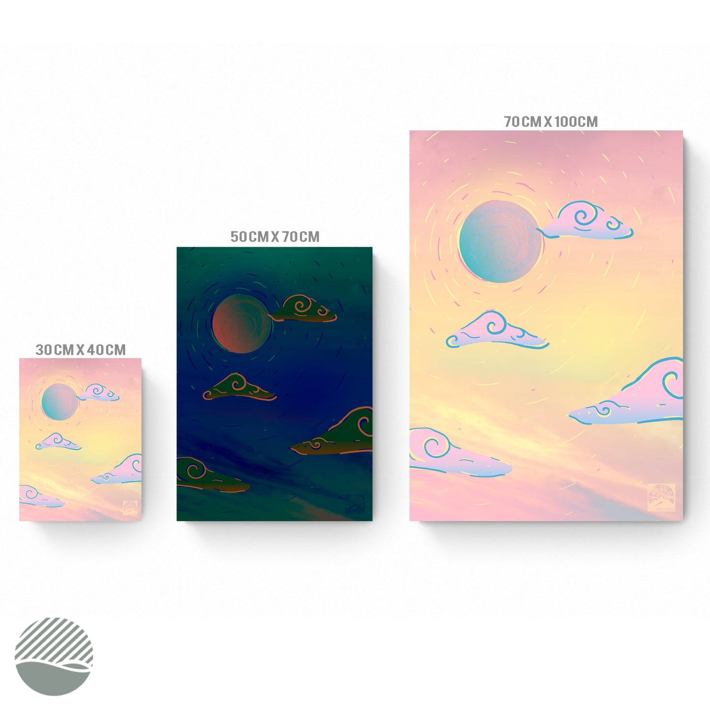 Print dimensions for Lifting Sky in Sunset and Cloudy Night art print by SOAL Studio on NOKUKO.com 