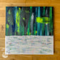 Topdown photo of Between Worlds by Alan Pedersen - ALANTHEROCK. An original acrylic painting with drawn details in 50cm x 50cm dimension.
