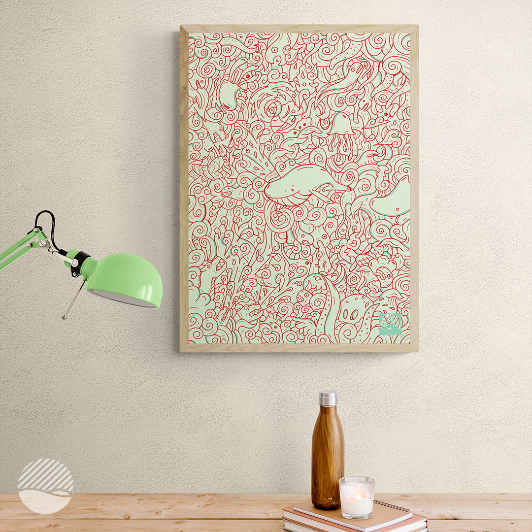 Office room mockup of Ocean Dreams in South Sea art print by SOAL Studio on NOKUKO.com 
