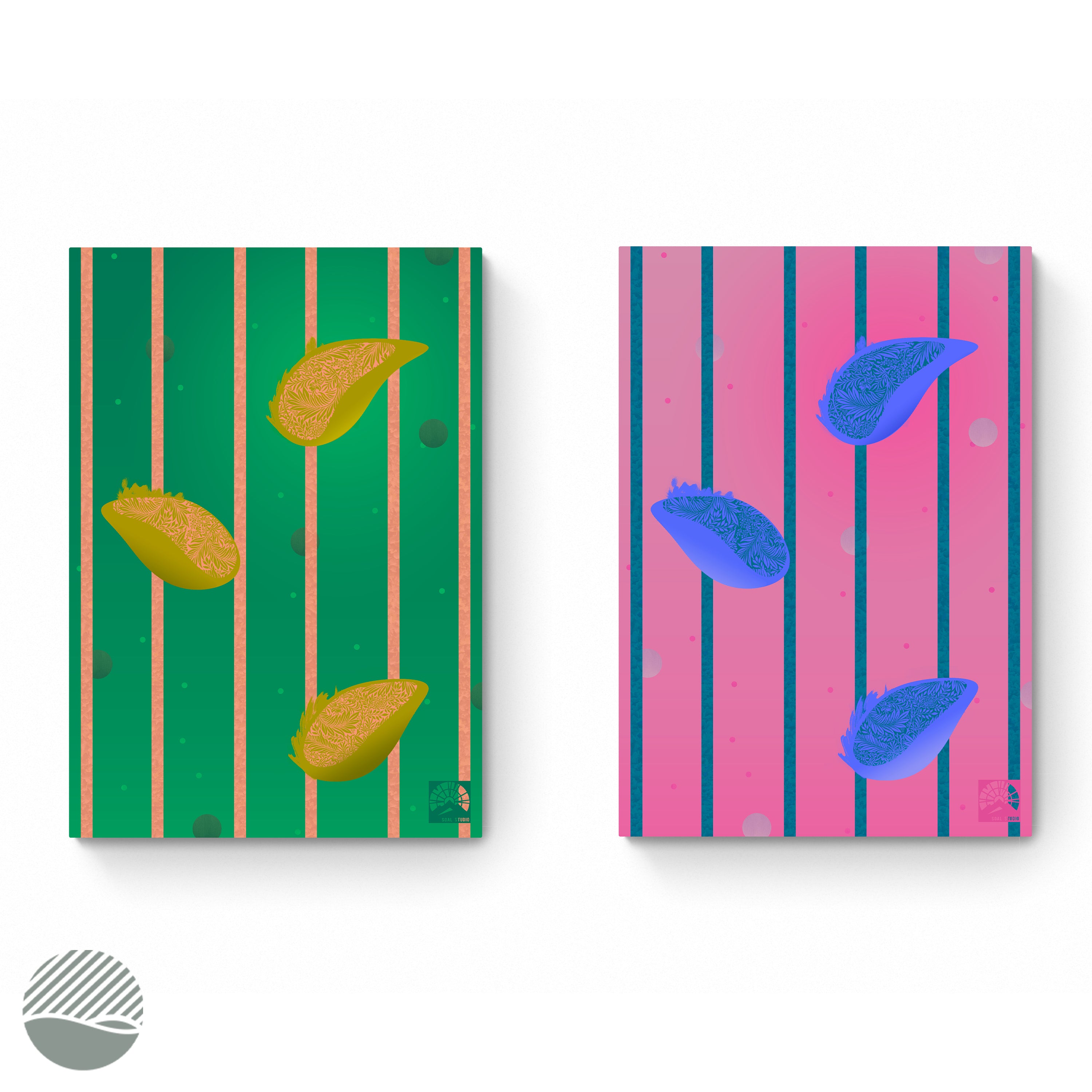 Raining Lemons in Green and Pink art print by SOAL Studio on NOKUKO.com 