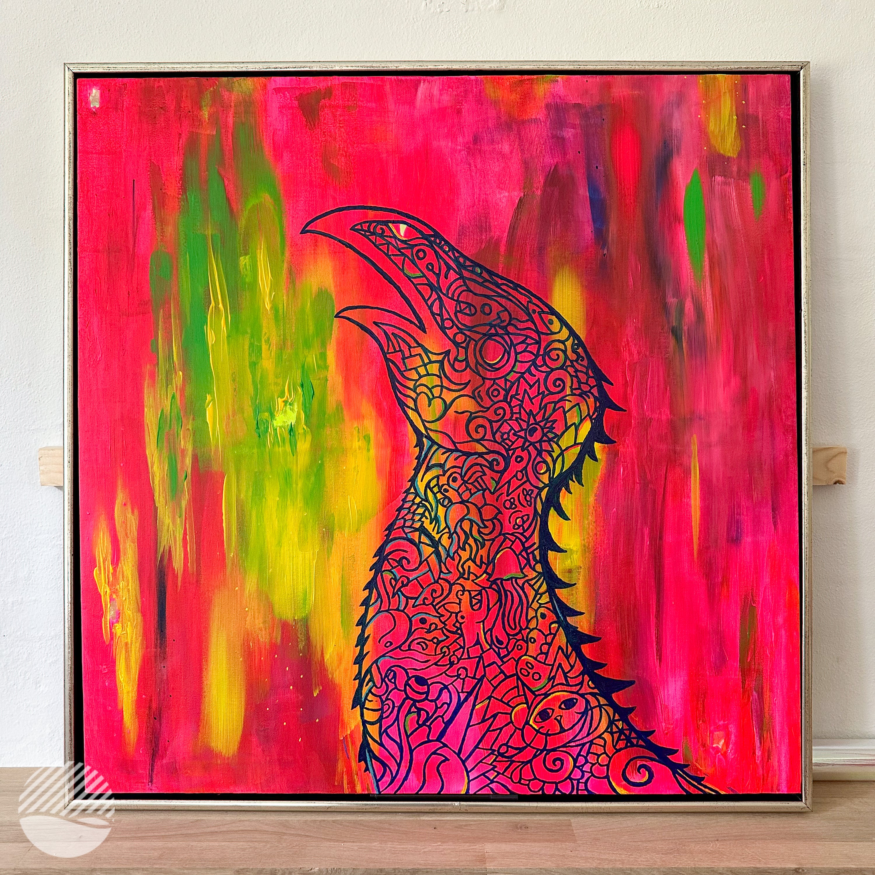 Original Painting - Rising Phoenix - entire painting by Alan Pedersen - Alantherock - NOKUKO.com