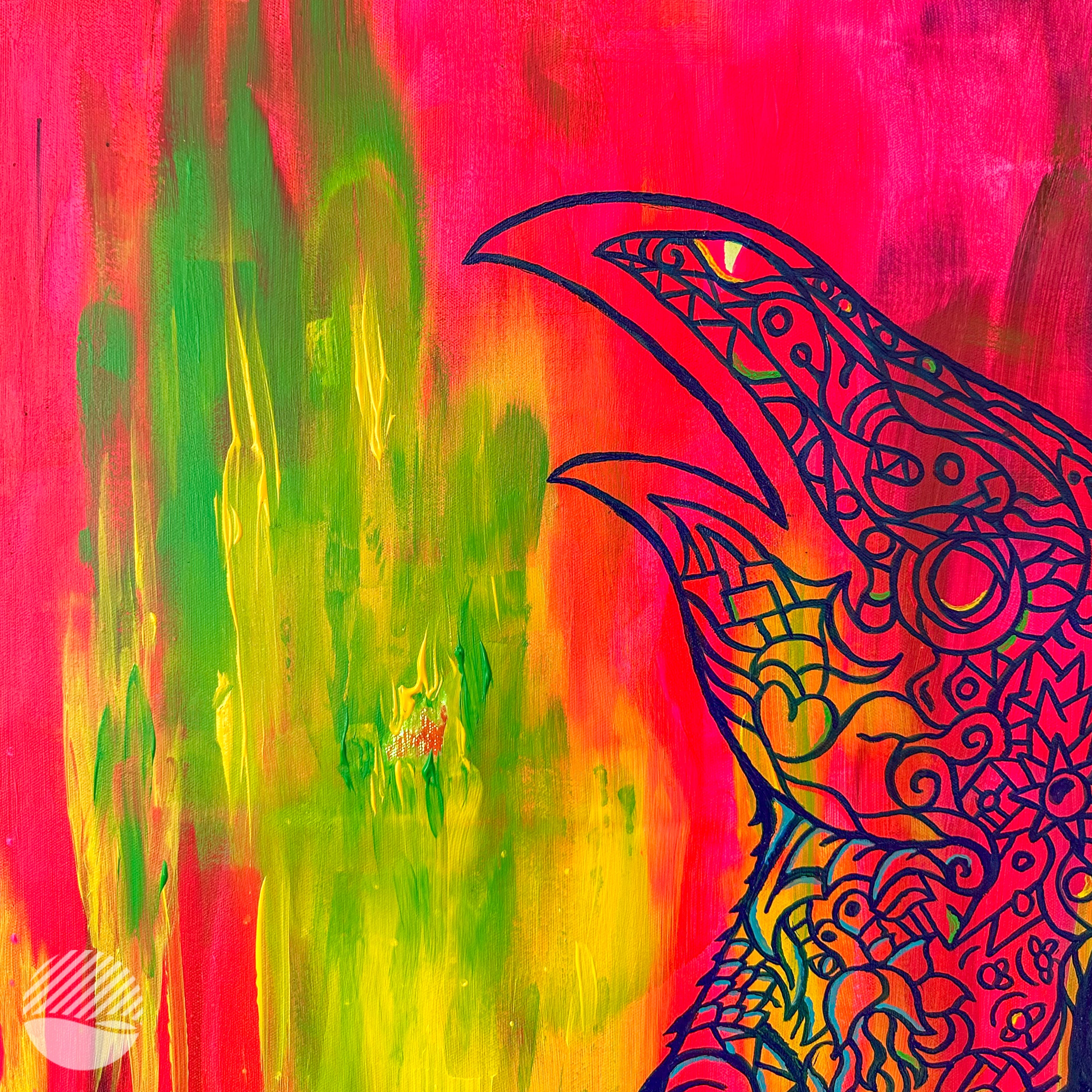 Original Painting - Rising Phoenix - part of the painting by Alan Pedersen - Alantherock - NOKUKO.com