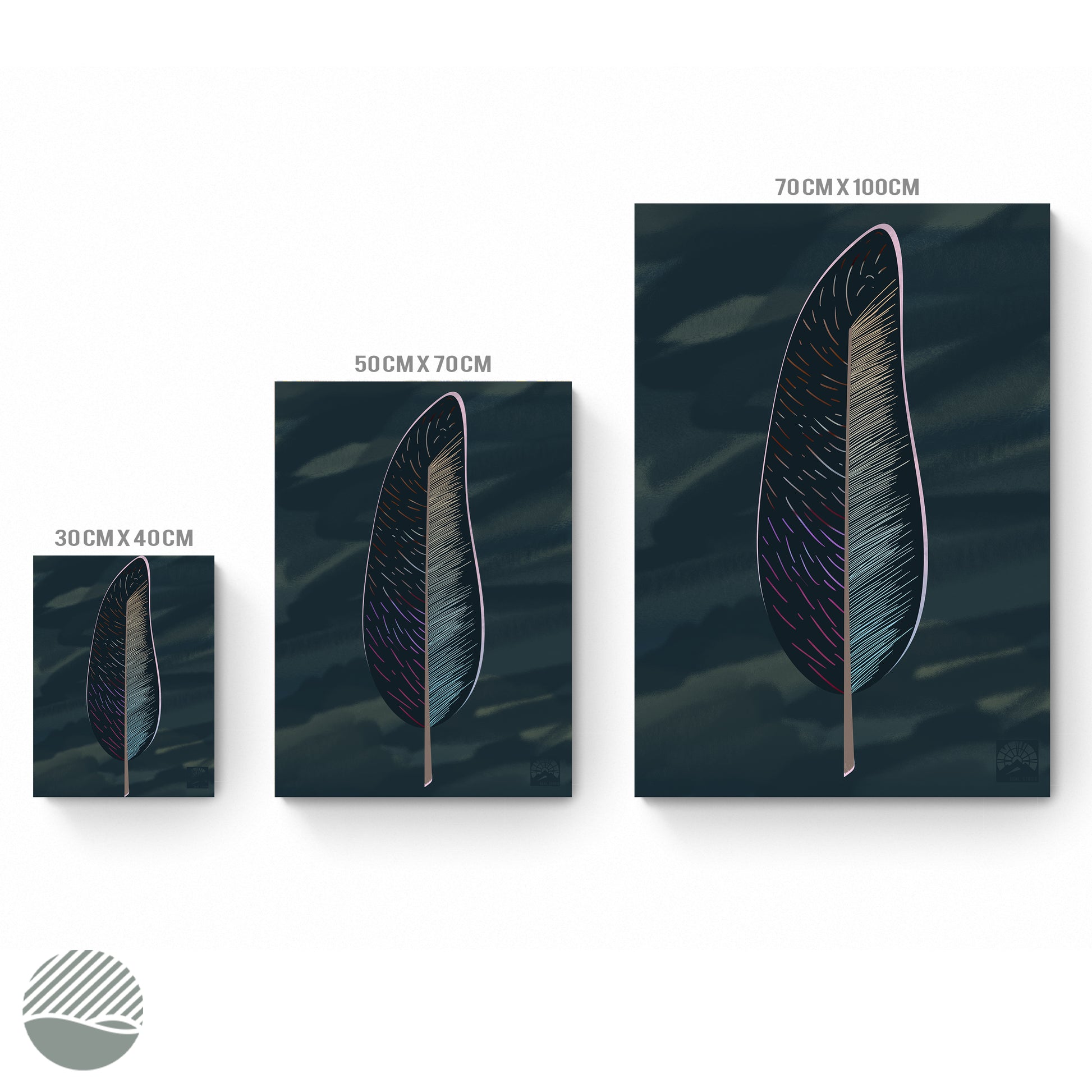 Print Dimensions for Unknown Feather in Dark art print by SOAL Studio on NOKUKO.com 