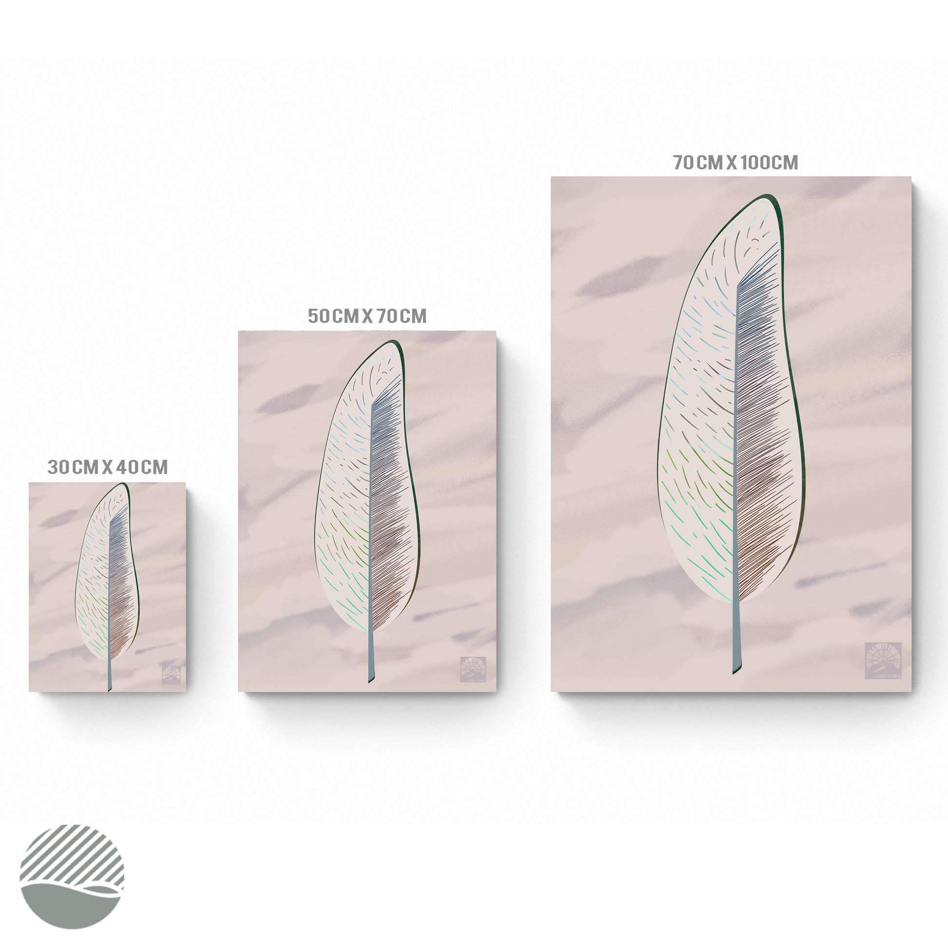 Print dimensions for Unknown Feather in Light art print by SOAL Studio on NOKUKO.com 