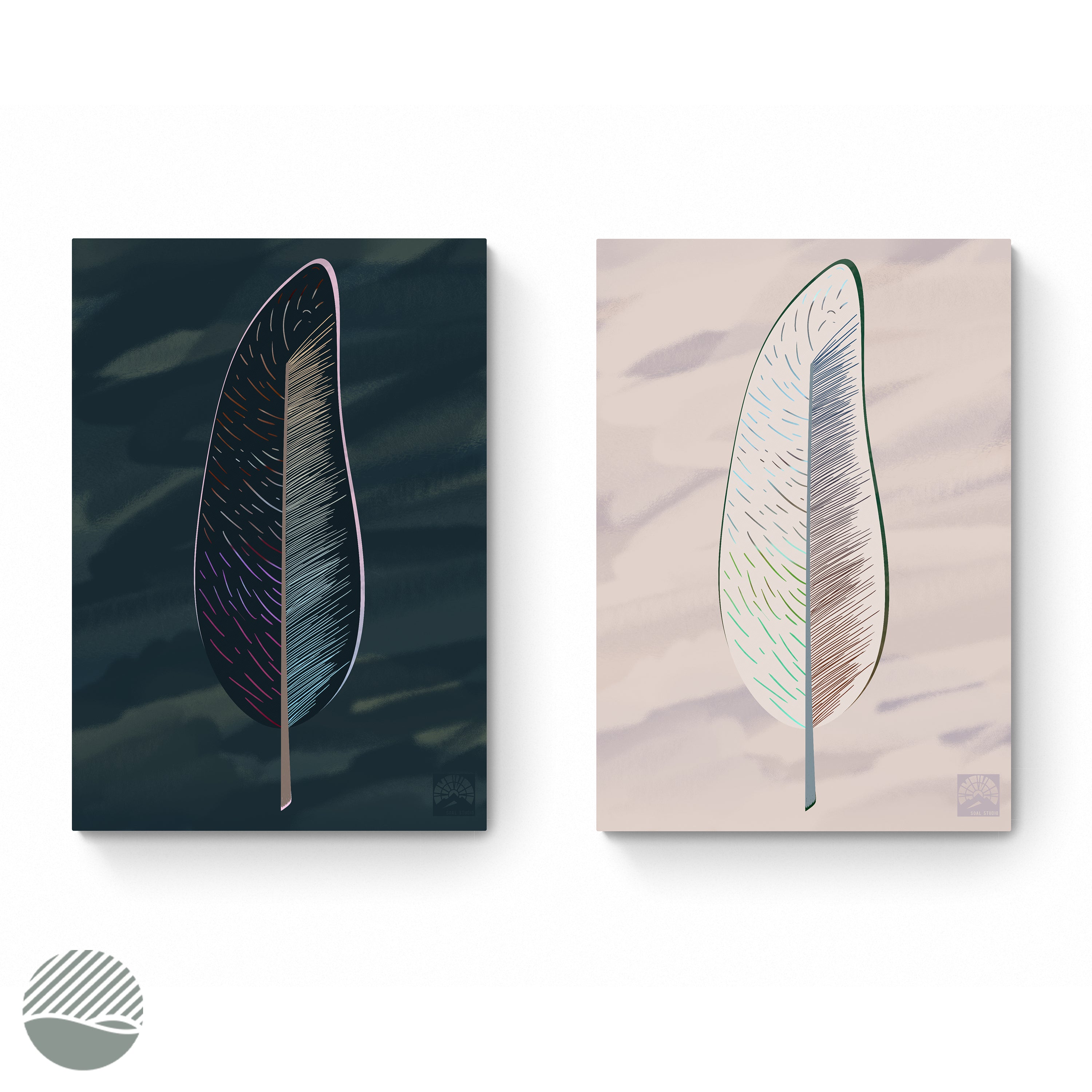 Unknown Feather in Dark and Light art print by SOAL Studio on NOKUKO.com 