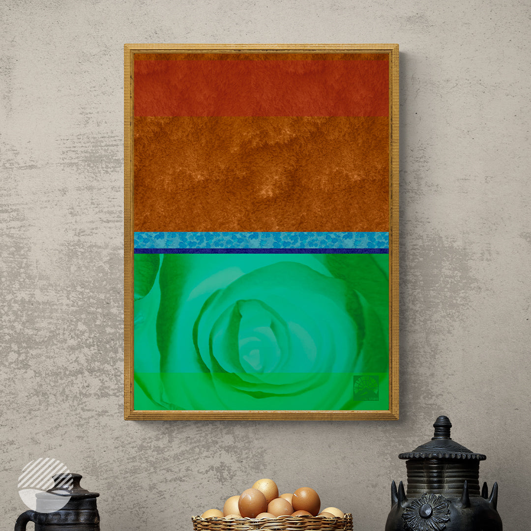 Studio mockup of Wavy Rose - Orange Green art print by SOAL Studio on NOKUKO.com