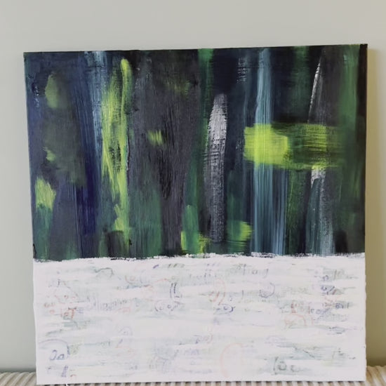 Video of Between Worlds by Alan Pedersen - ALANTHEROCK. An original acrylic painting with drawn details in 50cm x 50cm dimension.