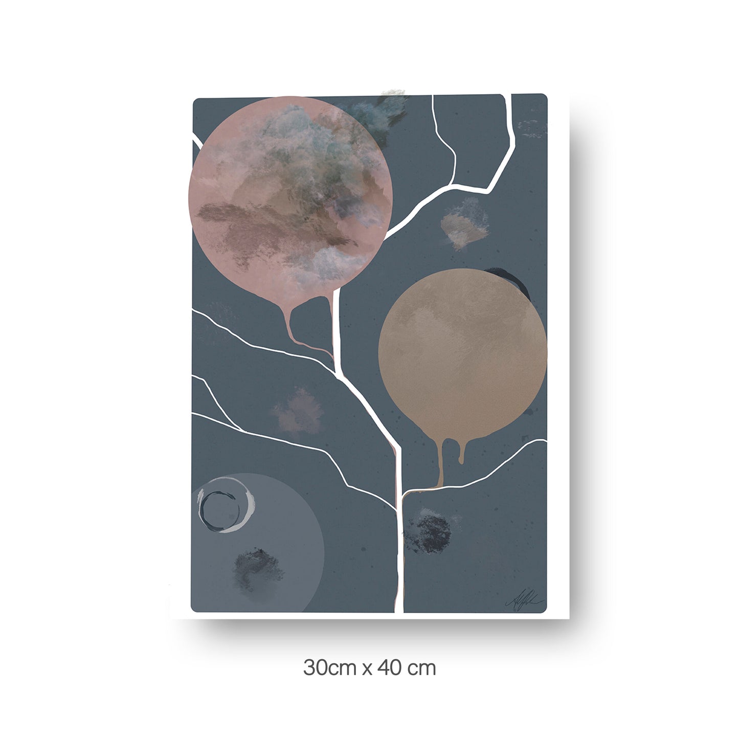 NOKUKO - art - Alan Pedersen - ALANTHEROCK - Finding paths - blue -30cmx40cm print