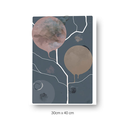 NOKUKO - art - Alan Pedersen - ALANTHEROCK - Finding paths - blue -30cmx40cm print