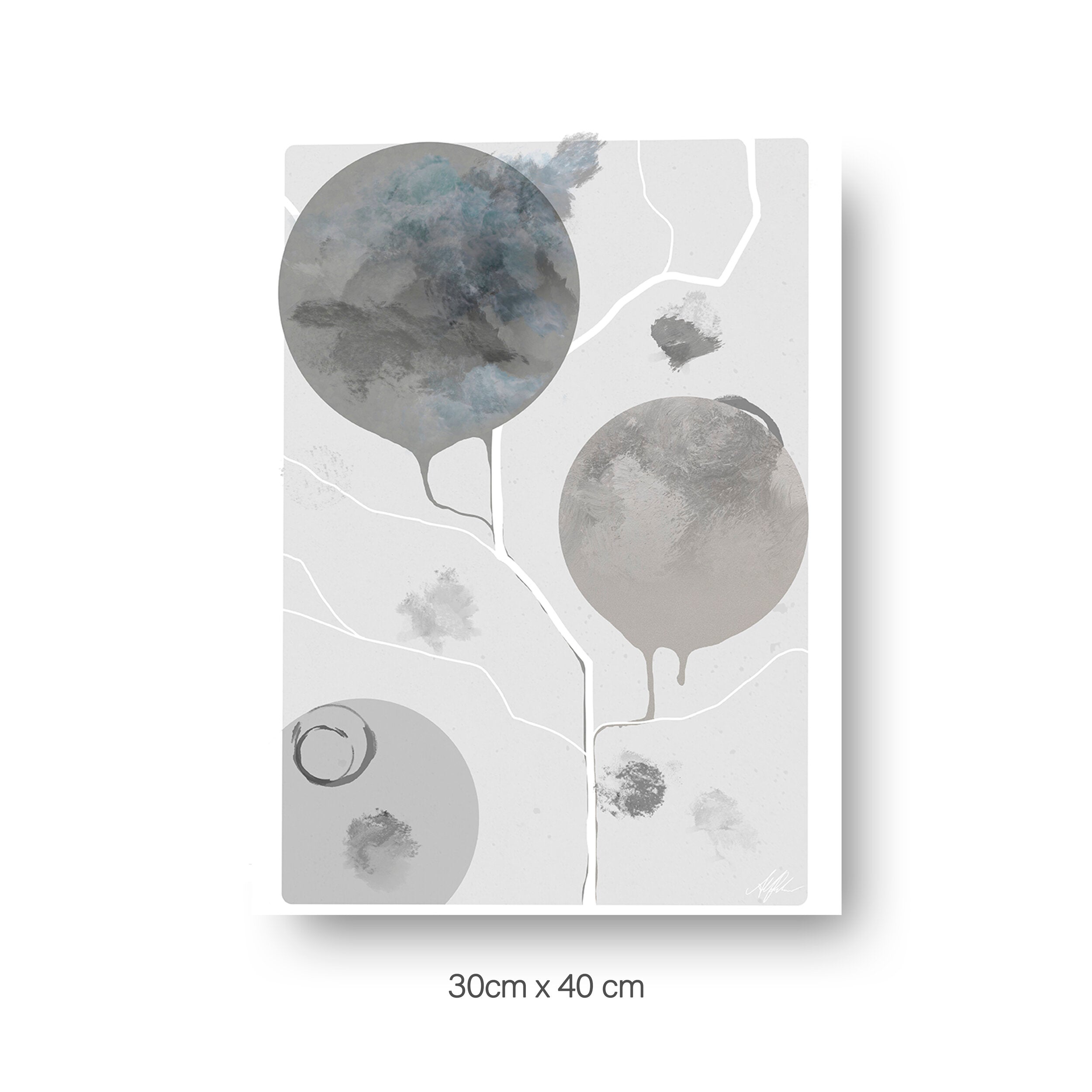 NOKUKO - art - Alan Pedersen - ALANTHEROCK - Finding paths - Grey - 30cmx40cm print