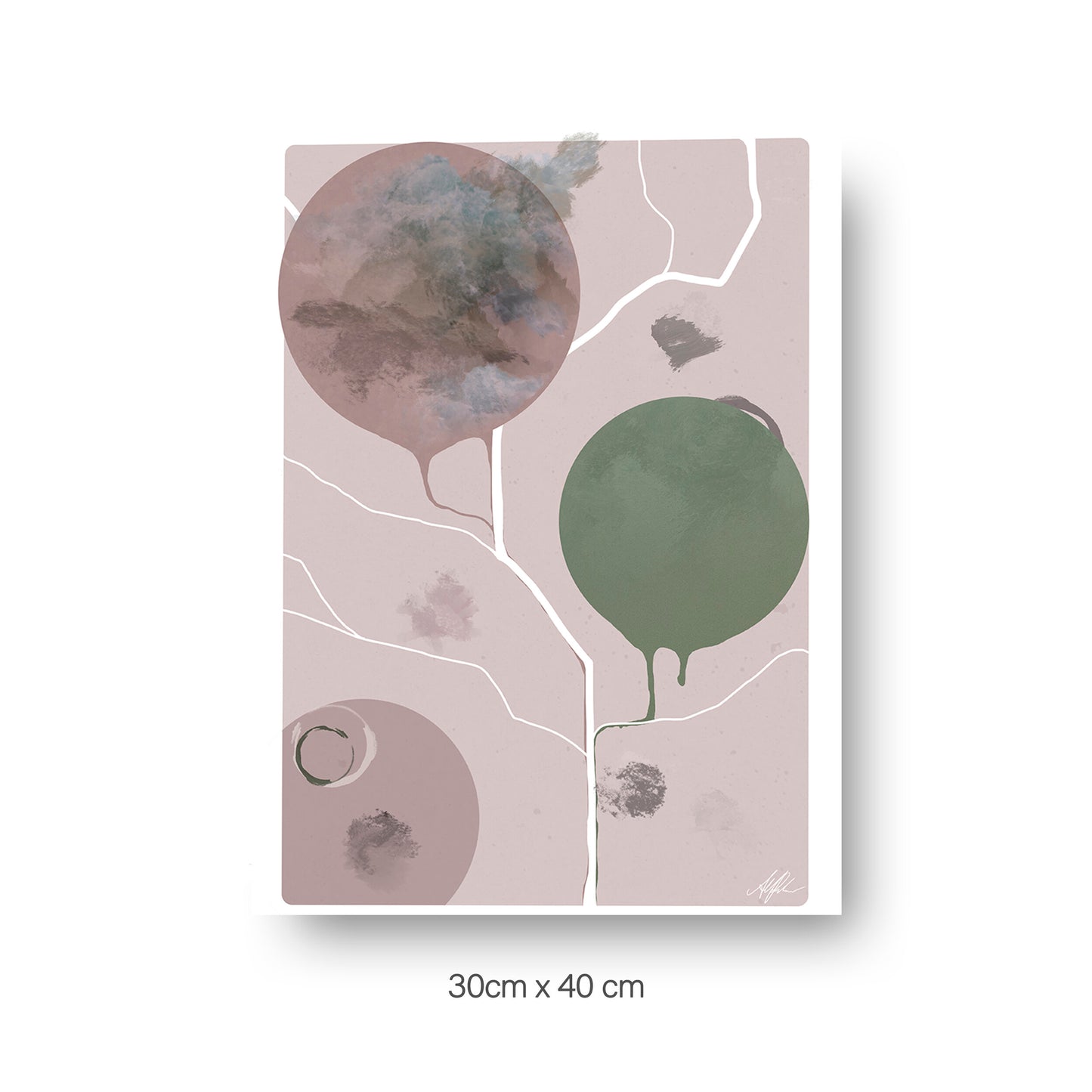 NOKUKO - art - Alan Pedersen - ALANTHEROCK - Finding paths - Rose - 30cmx40cm print