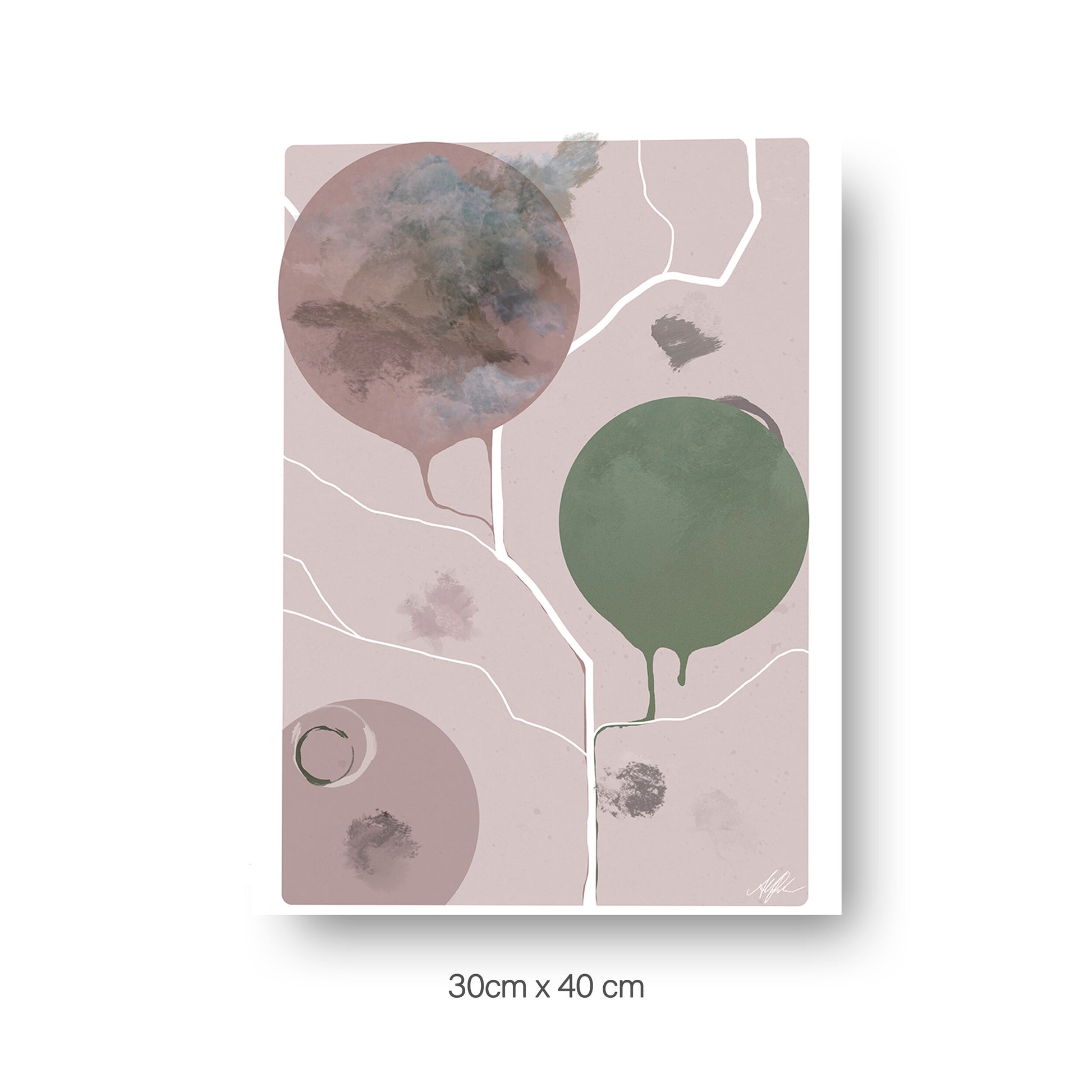 NOKUKO - art - Alan Pedersen - ALANTHEROCK - Finding paths - Rose - 30cmx40cm print