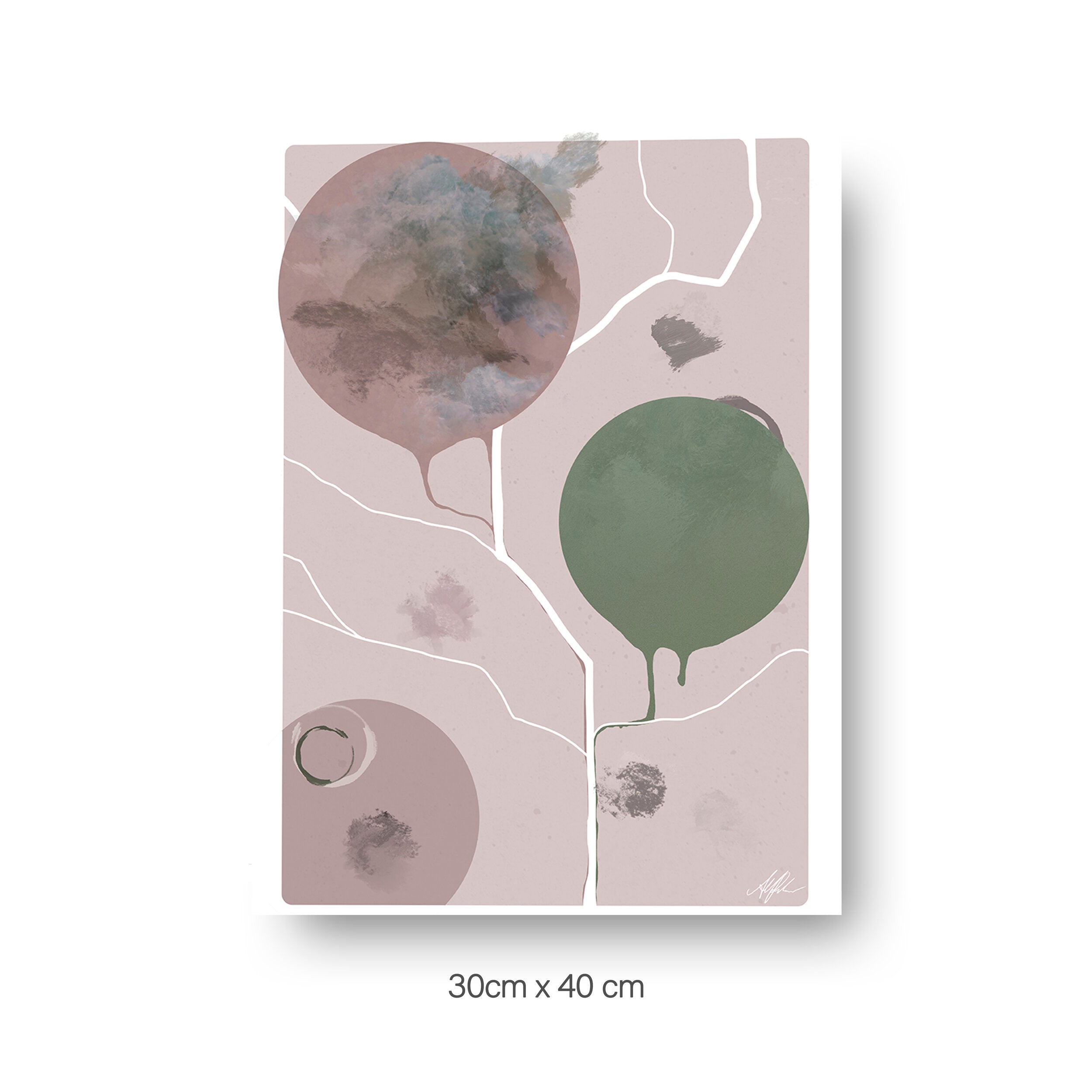 NOKUKO - art - Alan Pedersen - ALANTHEROCK - Finding paths - Rose - 30cmx40cm print