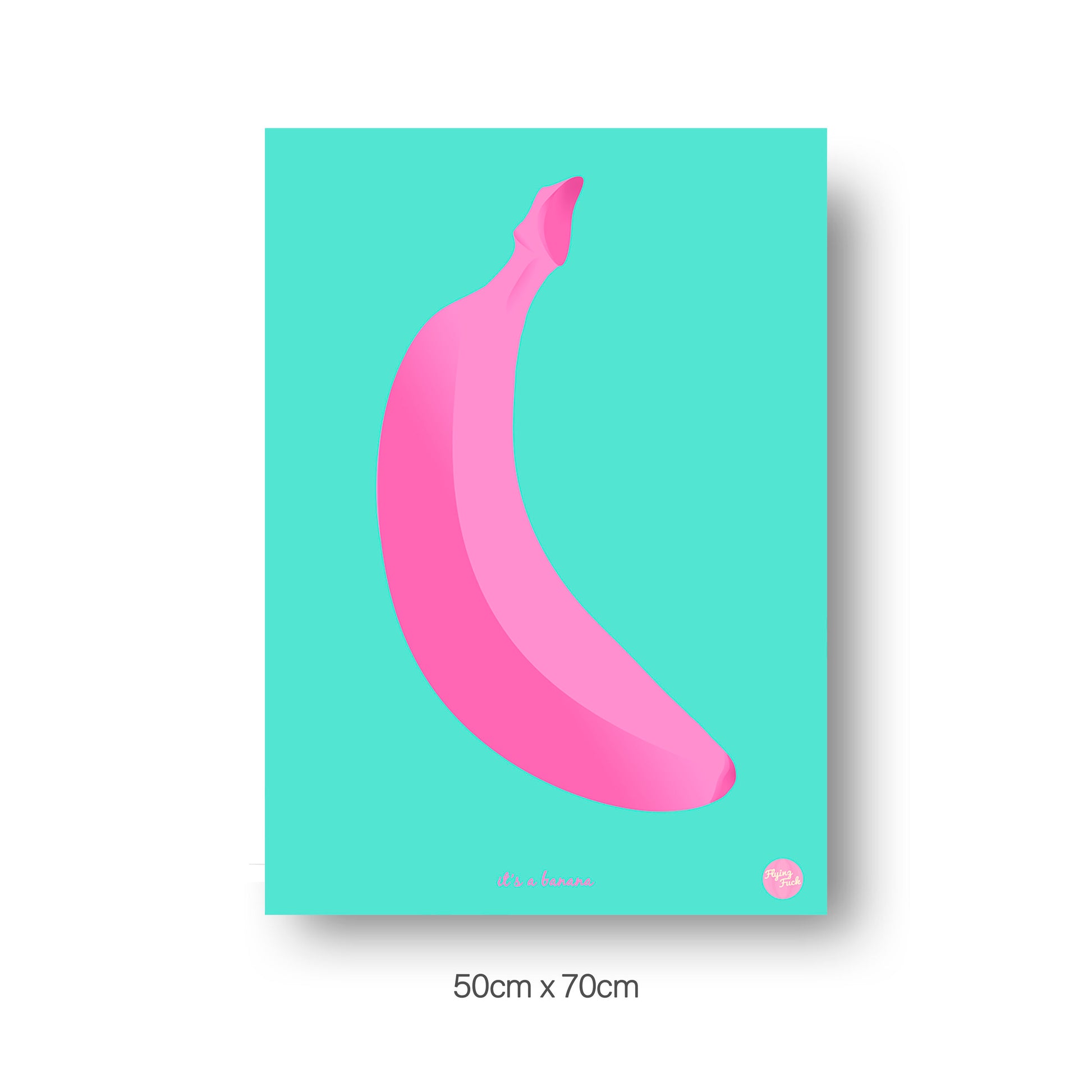 NOKUKO - art - Flying Fuck - It's a banana - Green Pink 50cmx70cm print
