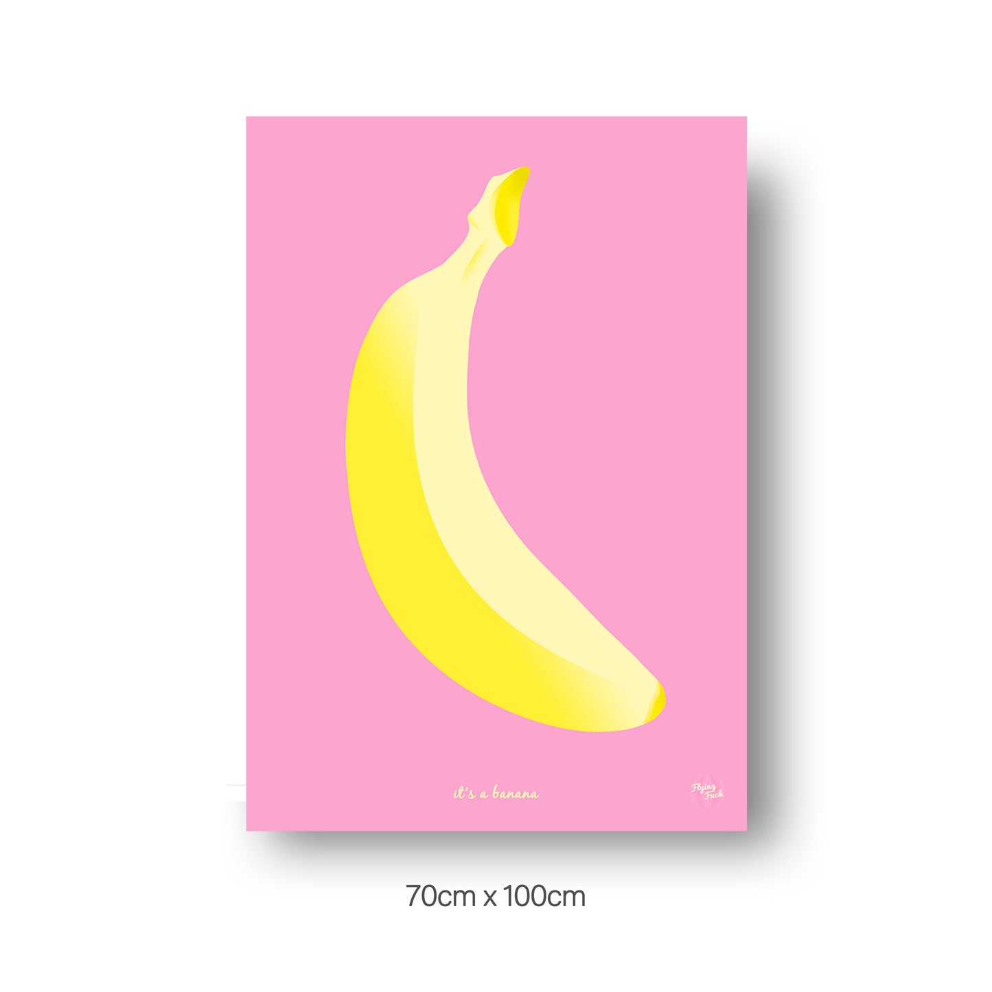 NOKUKO - art - Flying Fuck - It's a banana - Pink Yellow 70cmx100cm print
