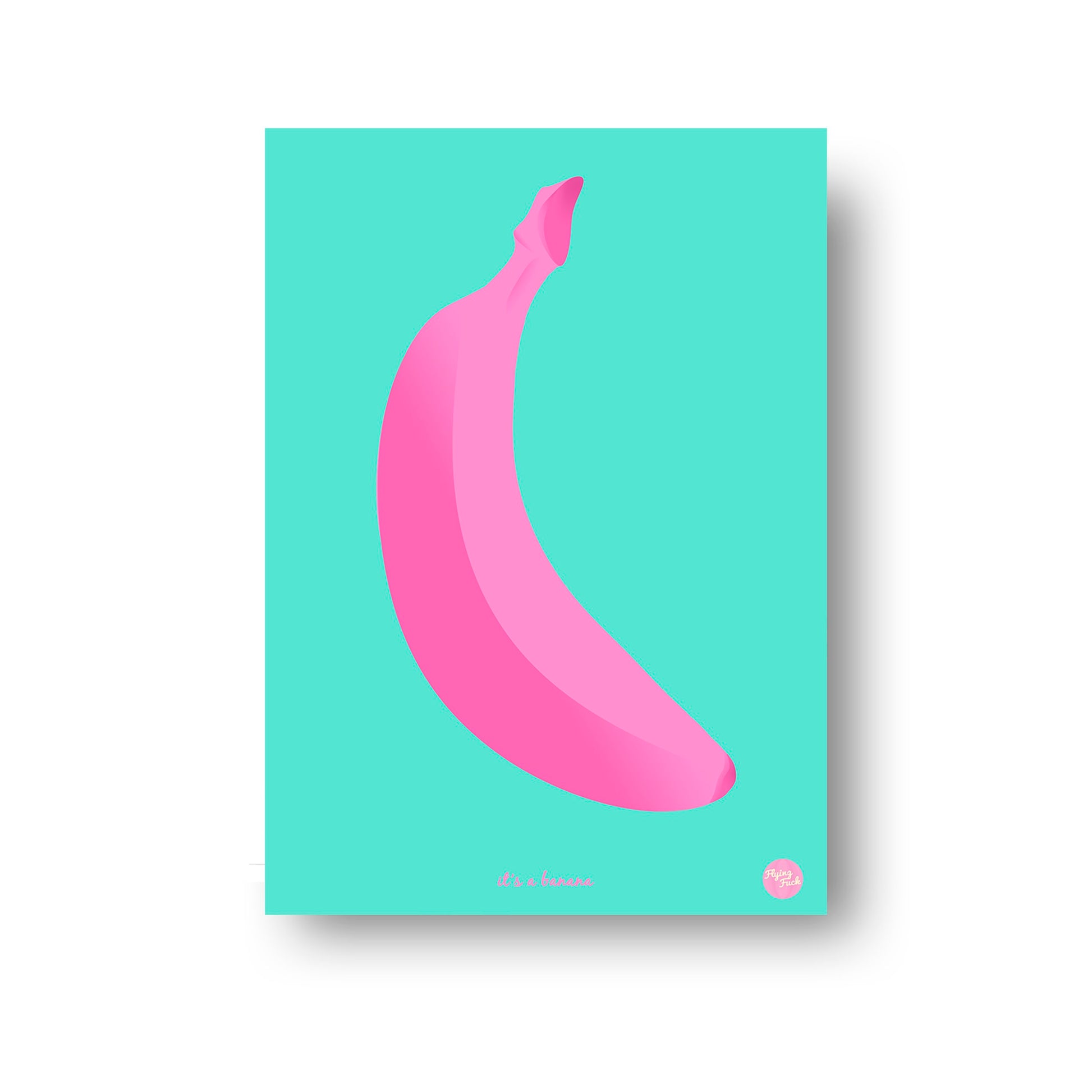 NOKUKO - art - Flying Fuck - It's a banana - Green Pink print