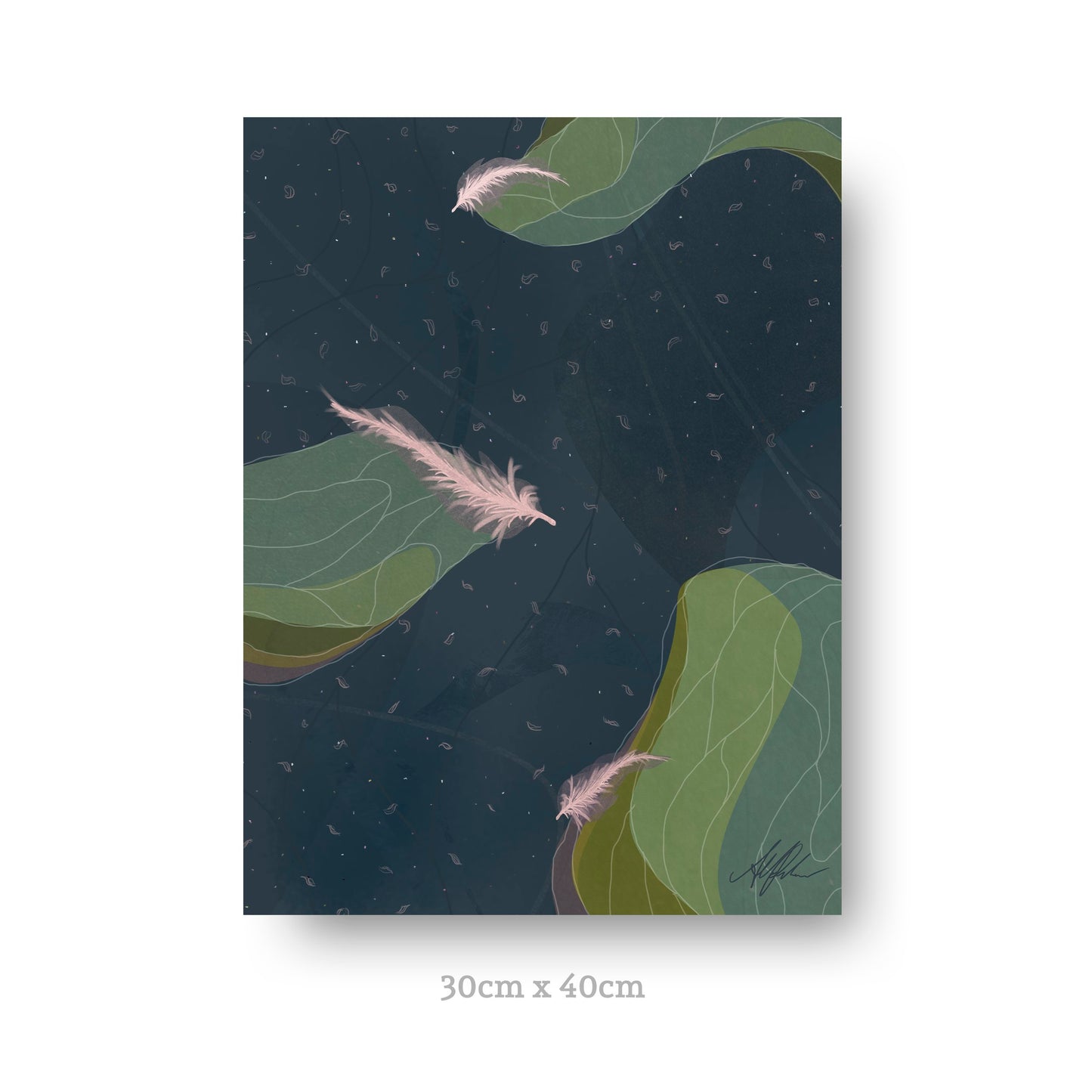 NOKUKO - art- Alan Pedersen - ALANTHEROCK - Lost Feathers - 30cmx40cm print