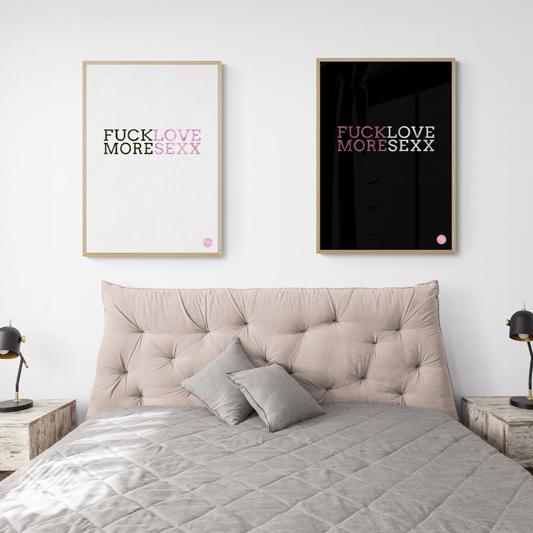 NOKUKO - art- Flying Fuck - Love More - mockup black white