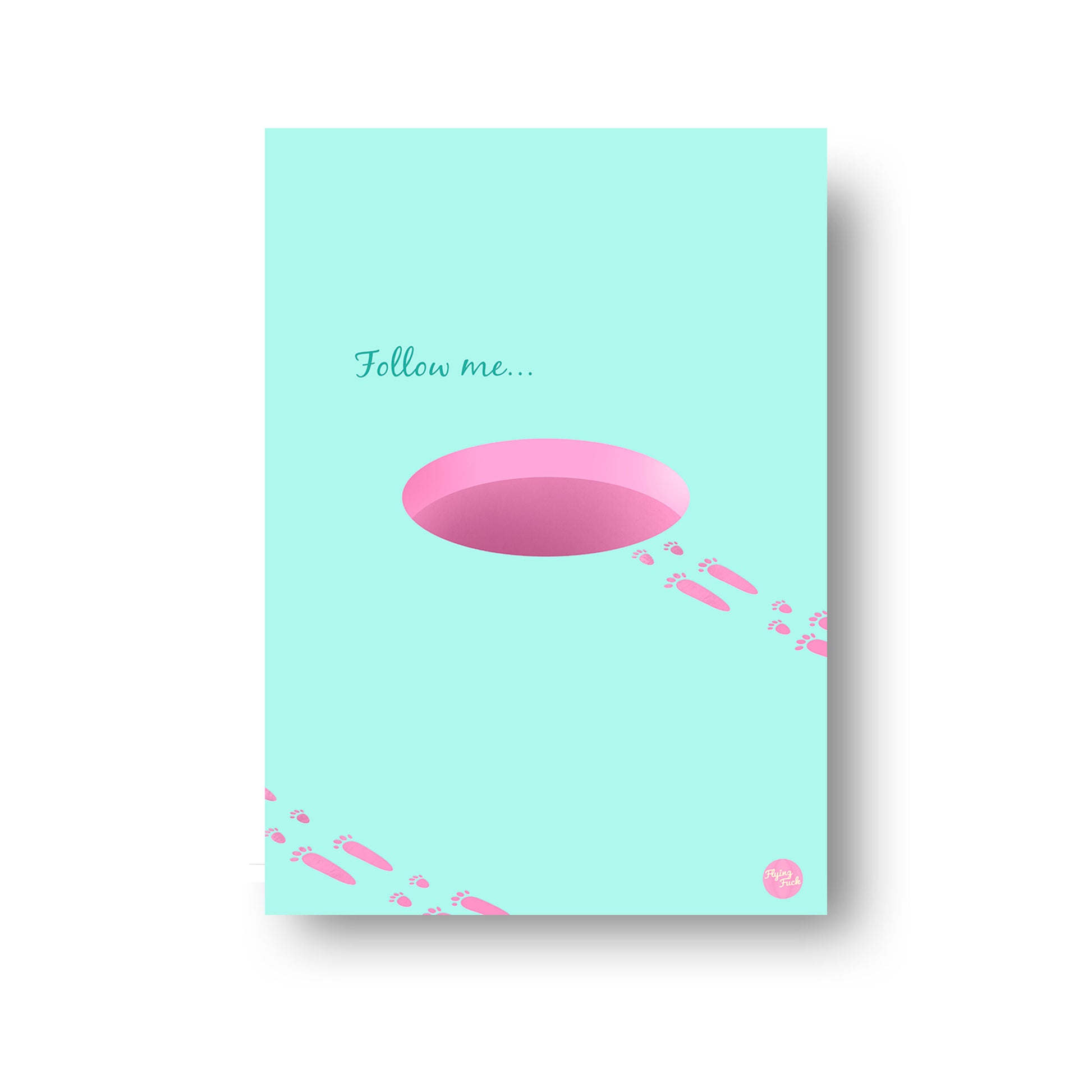 NOKUKO - art - Flying Fuck - Follow me - Green Pink print