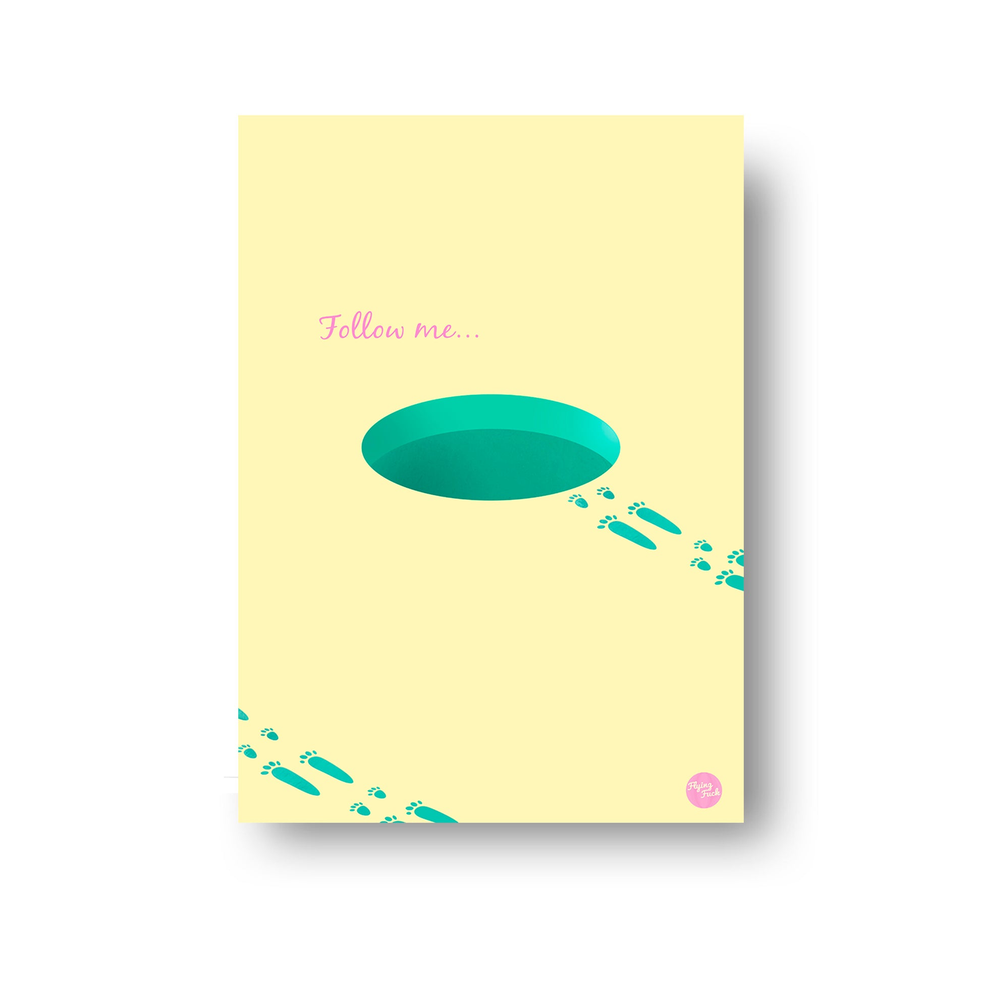 NOKUKO - art - Flying Fuck - Follow me - Yellow Green print