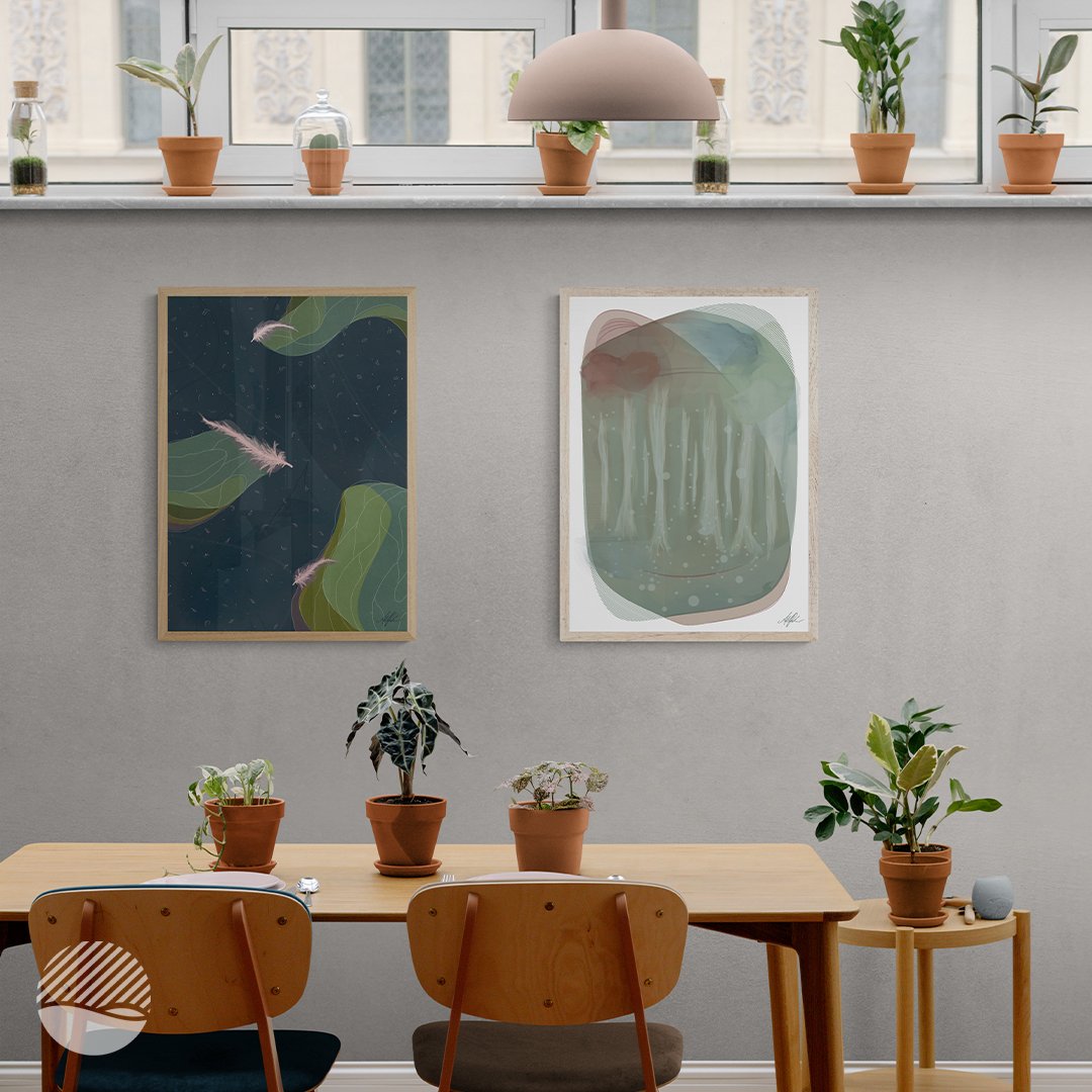 NOKUKO - art- Alan Pedersen - ALANTHEROCK - Lost Feathers - mockup livingroom
