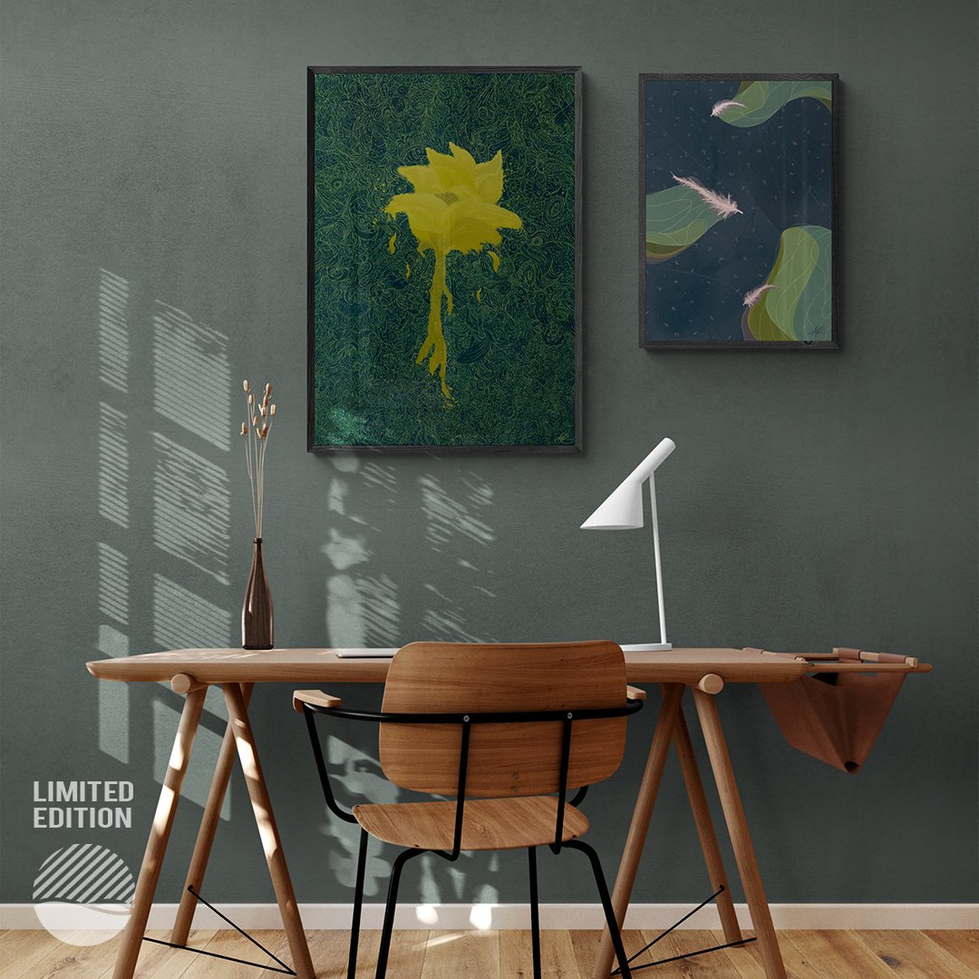 NOKUKO - Art - Alan Pedersen - ALANTHEROCK - Trust - Listen to me, myself - Limited edition - Golden confident - mockup office