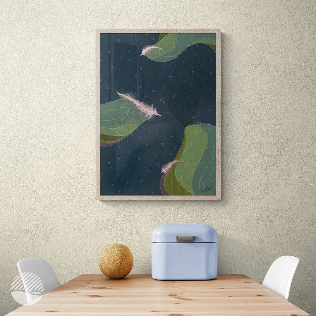 NOKUKO - art- Alan Pedersen - ALANTHEROCK - Lost Feathers - mockup kitchen