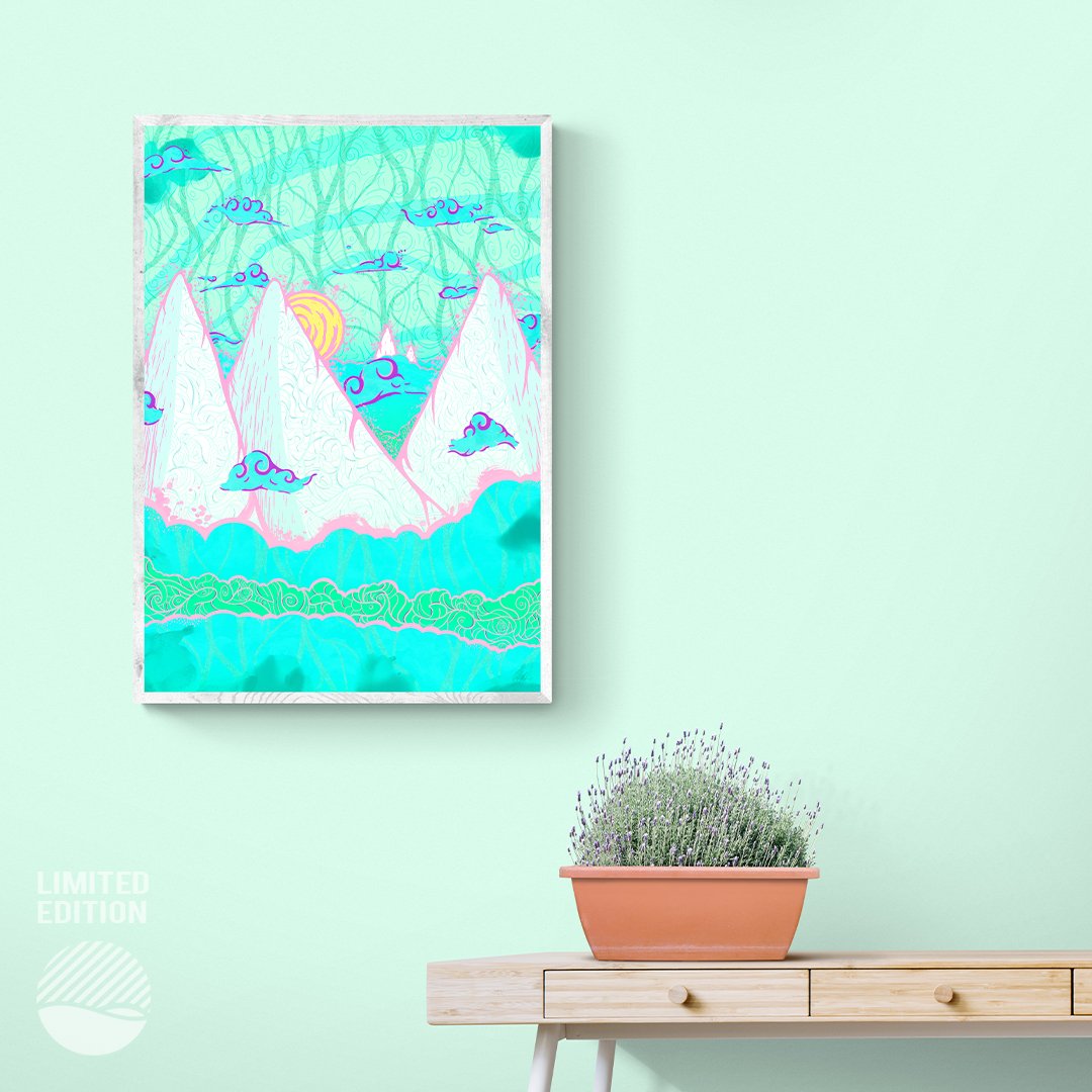 NOKUKO - Art - Alan Pedersen - ALANTHEROCK - Unexplored horizon - Limited edition - mint edition - mockup livingroom